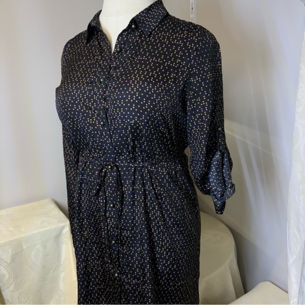Maison Jules Black and Gold Long Sleeve button down Dress
